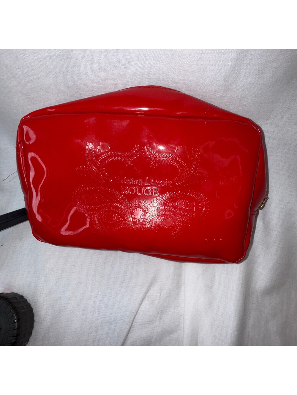 Christian Lacroix Rouge Avon Red Patent Cosmetic Makeup Bag 9x6x3 Vintage